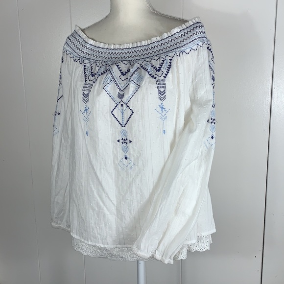 Skies are Blue Boho Off Shoulder Top - Picture 2 of 6